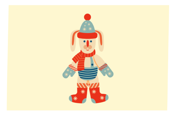 A Retro Christmas Rabbit for Cozy Handmade Graphics