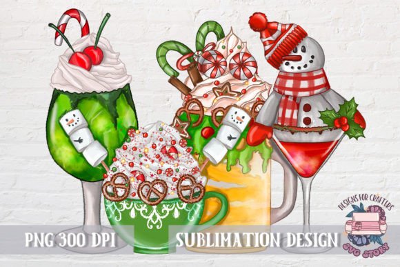 Christmas Cocktails PNG Graphics for Festive Illustrations