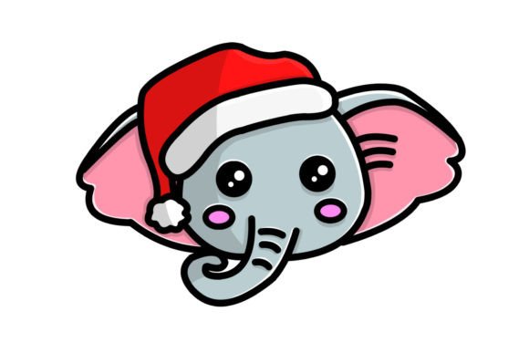 Christmas Elephant Illustration as a Holiday Graphics Asset