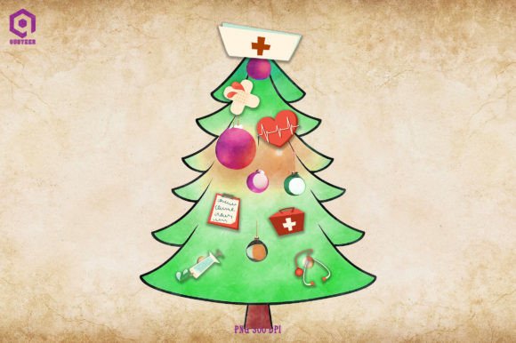 Nurse Christmas Tree Lights Graphics for Crafting & Illustrations