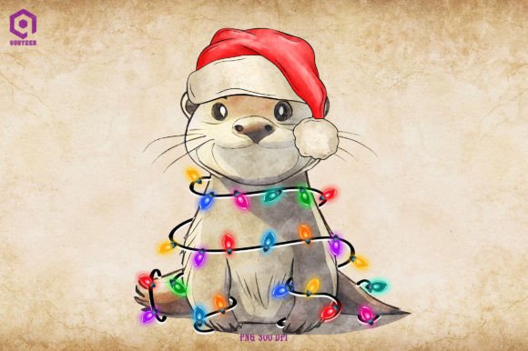 Otter Christmas Tree Lights: A Holiday Graphic for Creative Projects