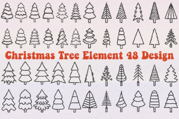 Retro Christmas Tree Graphics for Digital Illustrations
