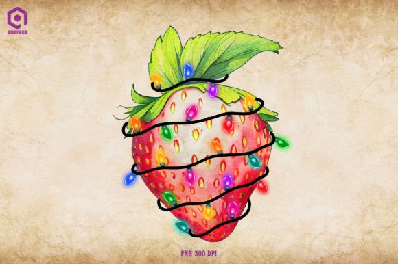 Strawberry Christmas Tree Lights: A Graphics Asset for Festive Illustrations