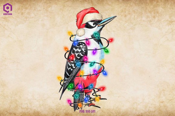 Woodpecker Christmas Lights as a Festive Graphic Asset
